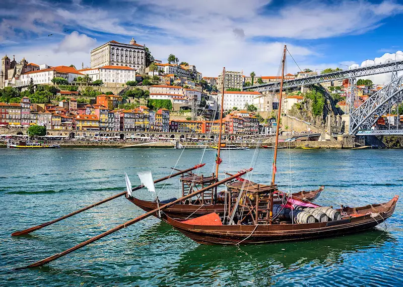 Traditional rabelo boats on the Douro in Porto