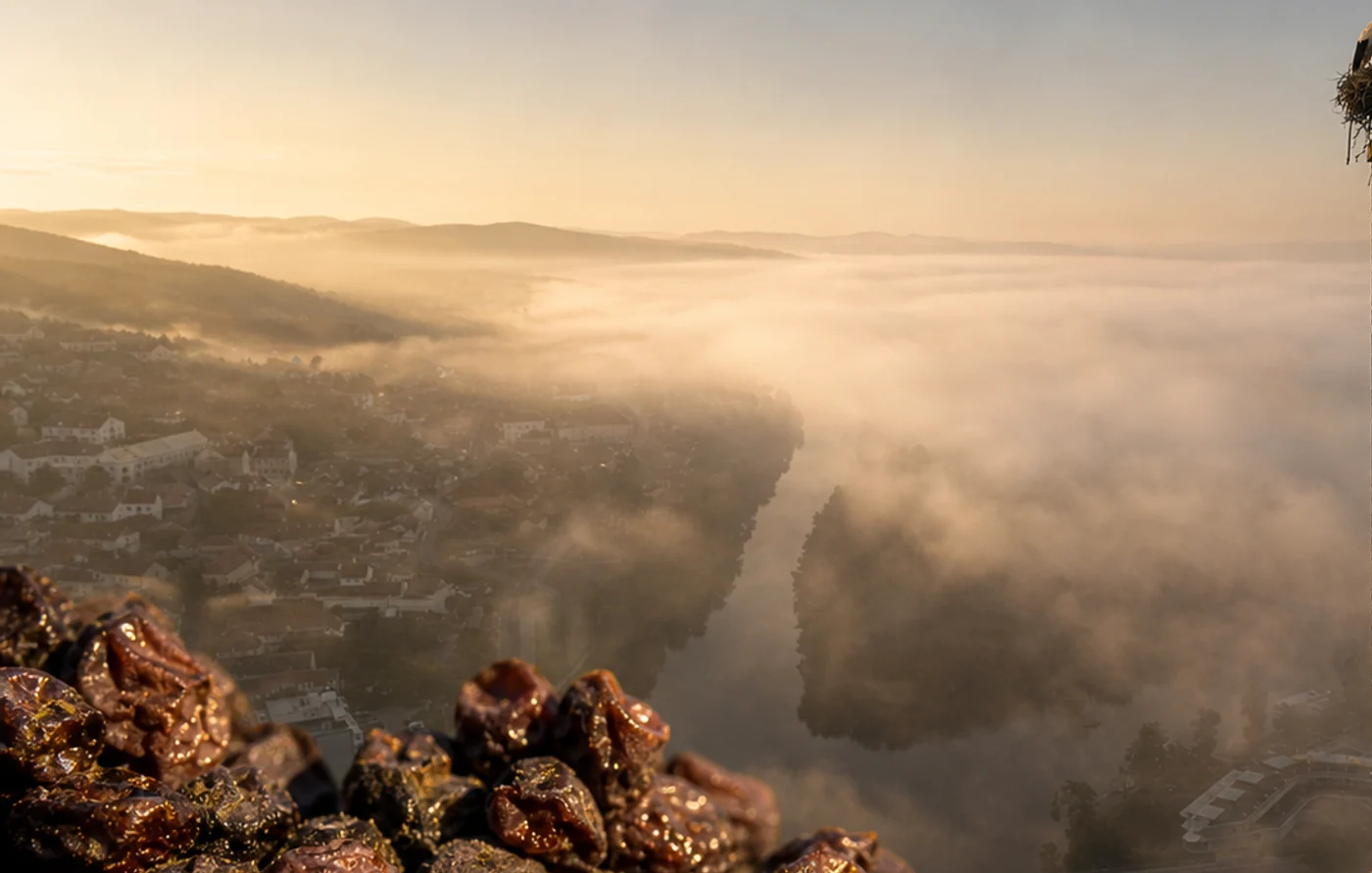 Morning mist over Tokaj and the Bodrog